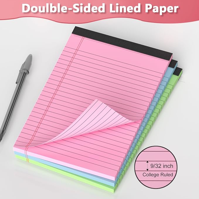 Note Pads 5x8, Narrow Ruled Legal Pad, Writing Pads 5x8, Colored Legal Pads - Image 3