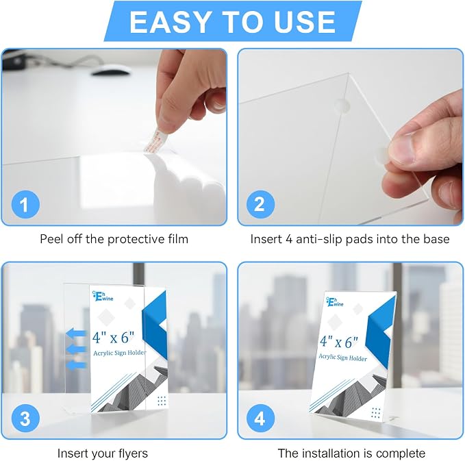 EHWINE 20 Pack Acrylic Sign Holder 4 x 6, L Shape Clear Plastic Display Stand - Image 5
