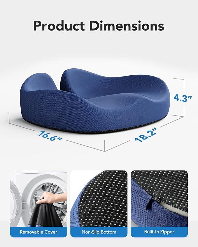 HUANUO Ergonomic Seat Cushion for Office Chair, Extra Large Car Seat Cushion, Tailbone and Back Support, Cooling Gel Enhanced, 4-Zone Pressure Relief Chair Cushions for Office, Car, Wheelchair-DeskLoop Office