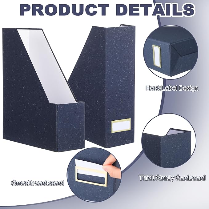 Gueevin Set of 6 Magazine File Holders, Sturdy Cardboard Desk Magazine Organizer - Image 3