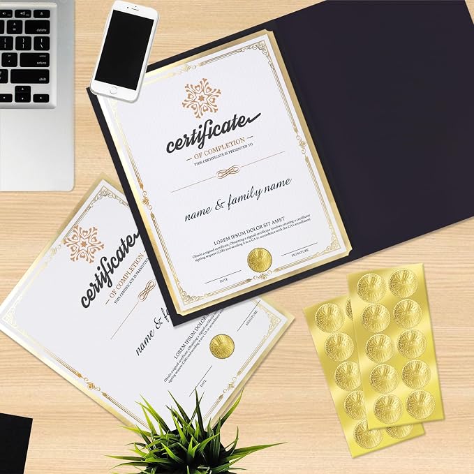 75 Pcs Certificate Paper Kit, 25 Gold foil Border Award Certificate Holders & - Image 5