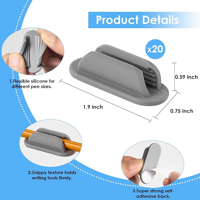 VZZNN 20 PCS Adhesive Pencil Holders - Image 6