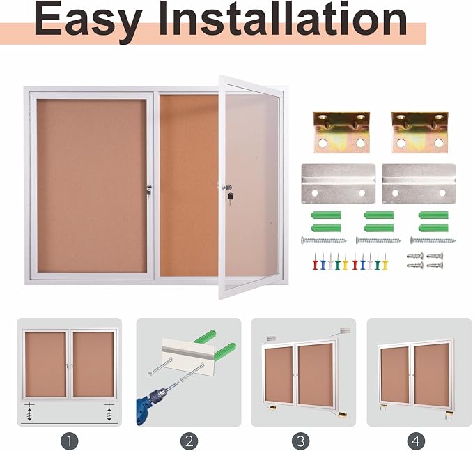 48x36 Inch Lockable Enclosed Bulletin Board, Weather-Resistant Outdoor - Image 5