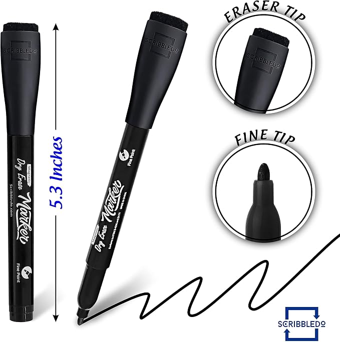 Scribbledo 36-Pack Black Fine Tip Dry Erase Markers - Image 8