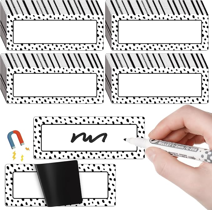 Eaasty 48 Pcs Dry Erase Magnetic Labels Reusable Magnetic Name Tag by Eaasty