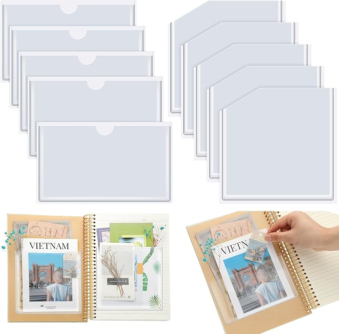 Junkin 10 Pcs Adhesive Pockets for Planners Index Card Pockets Planner by Junkin