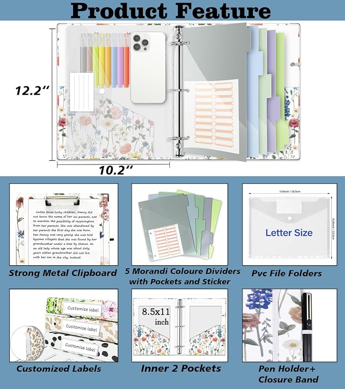 3 Ring Binder 1 Inch, Three Ring Binders Organizer - Image 2