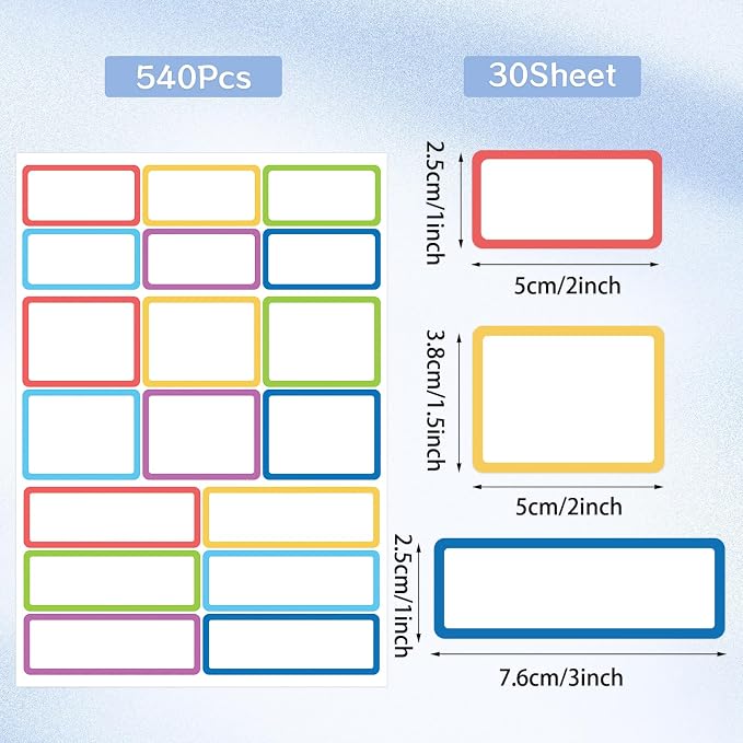 540Pcs Removable Labels, Colored Labels Stickers | Self-Adhesive Stickers - Image 2