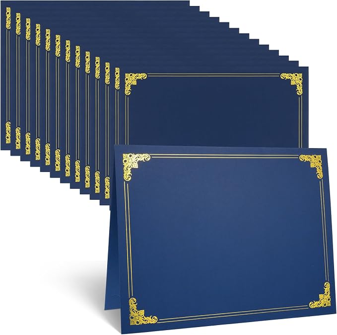 12 Pack Certificate Holders, 8.5 x 11 Inch | Hard cover, corner tabs, fits by WSICSE