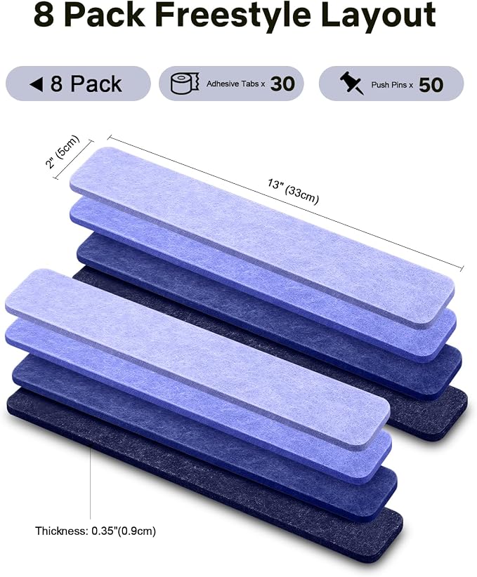 Small Cork Bulletin Board Tiles, Felt Wall Decor and Office Desk Accessories - Image 2