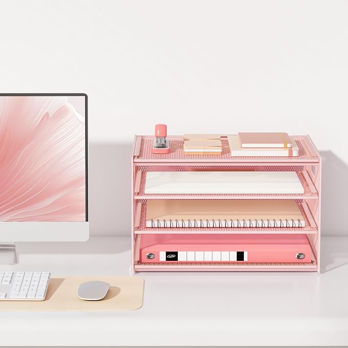 Lavatino 3-Tier Letter Tray Desk Organizer, Mesh Metal Paper File Tray Organizer - Image 4