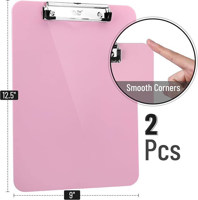 Mr. Pen- Plastic Clipboard, 12.5" x 9", 2 Pack, Clipboard Plastic | Low-Profile - Image 2