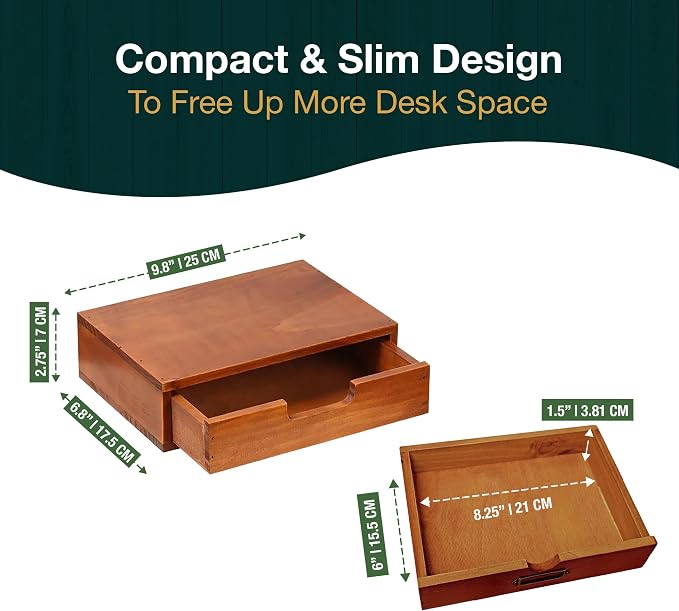 Single Drawer Desktop Storage Organizer in a Modern Wood Design Wooden - Image 2