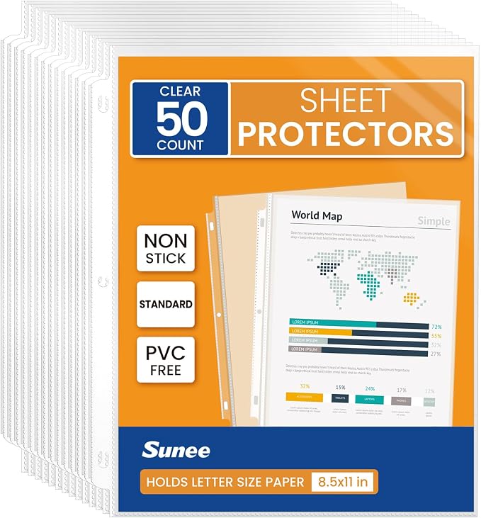 SUNEE Sheet Protectors 50 Packs by SUNEE