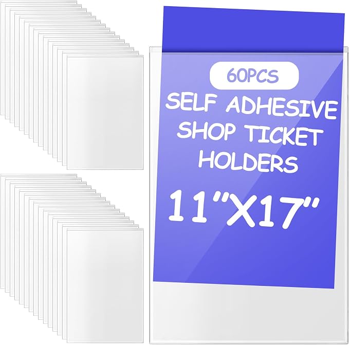 Outus 60 Pcs Self Adhesive Shop Ticket Holders Clear Plastic Sleeves Adhesive by Outus