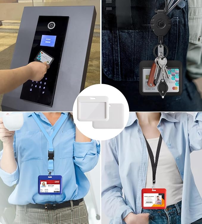 15 Pack Sliding ID Badge Holder Horizontal Hard Plastic Card Case Protector - Image 6