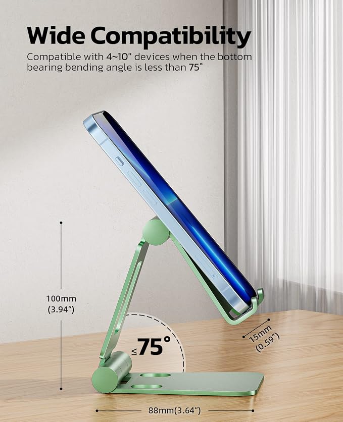 Nulaxy Dual Folding Cell Phone Stand, Fully Adjustable Foldable Desktop Phone - Image 2