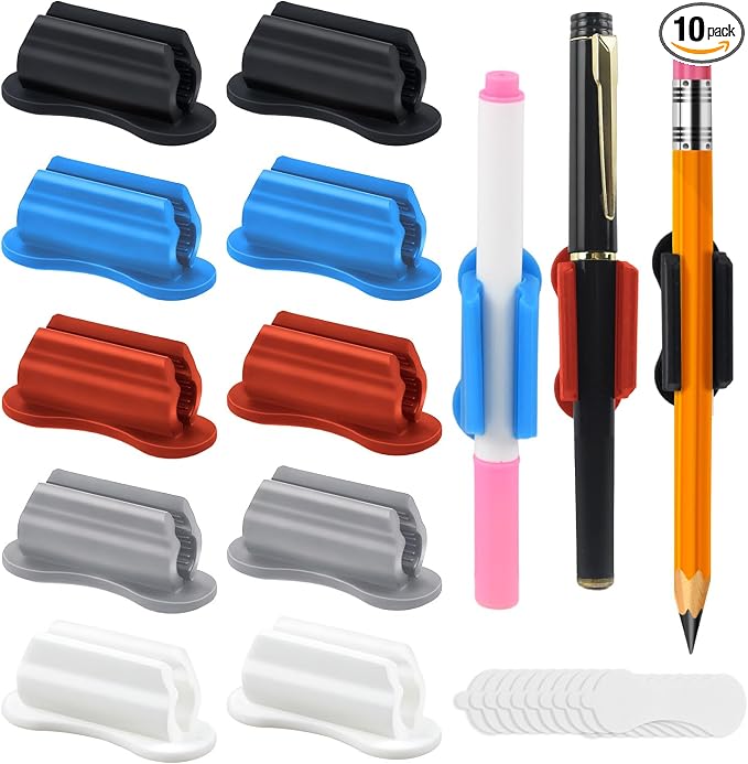 10 Pack Colorful Adhesive Silicone Pen Holders, Sticky Pen And Pencil Clips | by SameTech