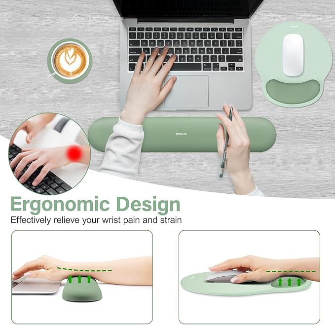 MOSISO Wrist Rest Support for Mouse Pad&Keyboard Set, Circle Curved Ergonomic - Image 3