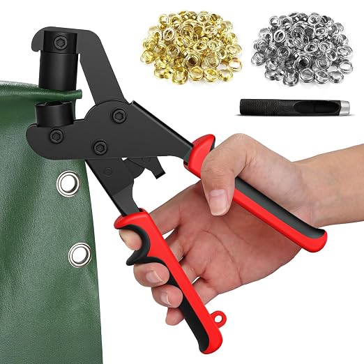 Grommet Tool Kit, 3/8 Inch Grommet Kit Handheld Eyelet Pliers Set by PHIRAH