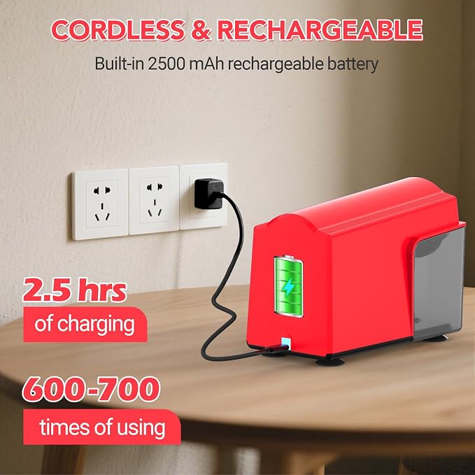 AFMAT Electric Pencil Sharpener Heavy Duty, 6 Holes, Cordless & Rechargeable - Image 6