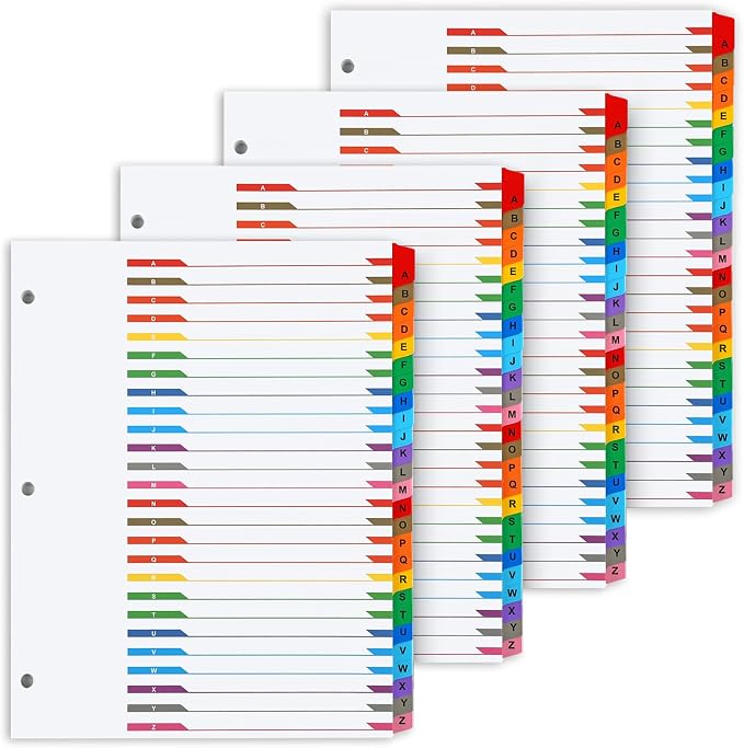 Alphabet Binder Dividers for 3 Ring Binder, COIDEA A-Z Dividers for 3 Ring by COIDEA