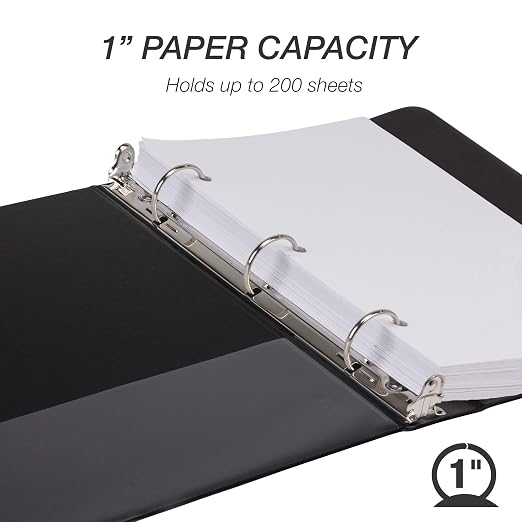 Samsill Economy 3 Ring Mini Binder, Made in The USA, 1-Inch Round Ring Binder - Image 3