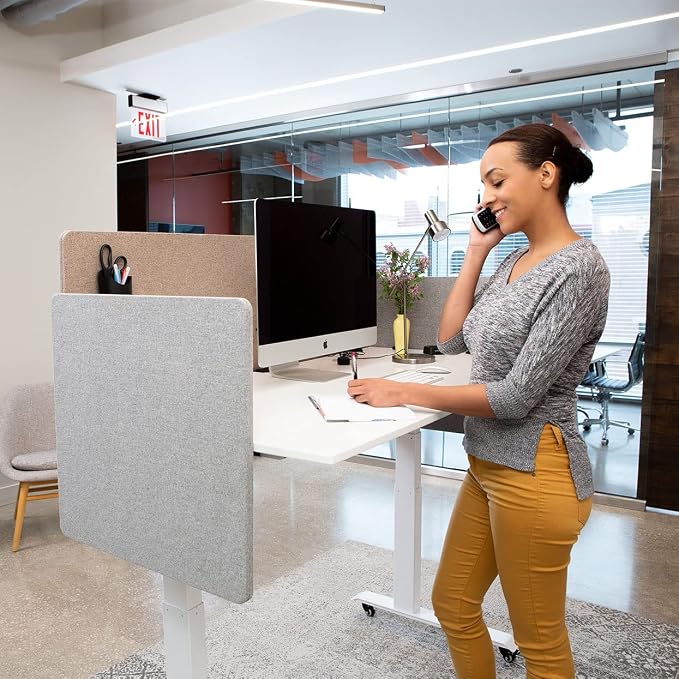 Stand Up Desk Store ReFocus Clamp-on Acoustic Desk Divider Privacy Panel That - Image 3
