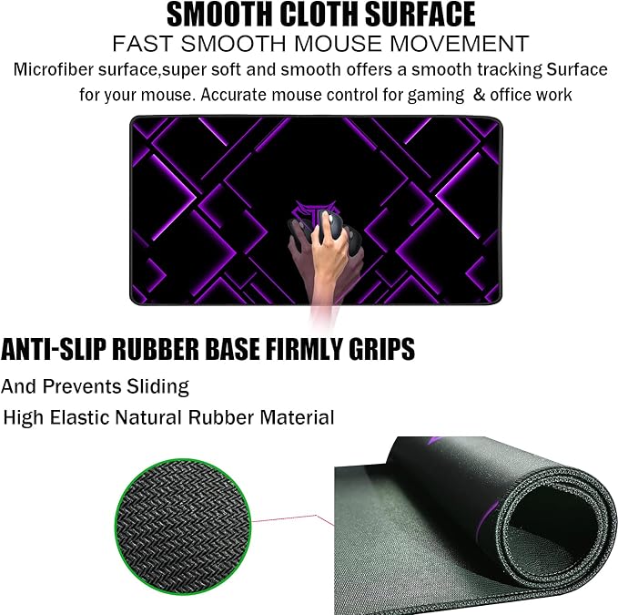 TEDNETGO Large Extended Gaming Mouse Pad, Long Mouse Pads, Extra Large Big - Image 3