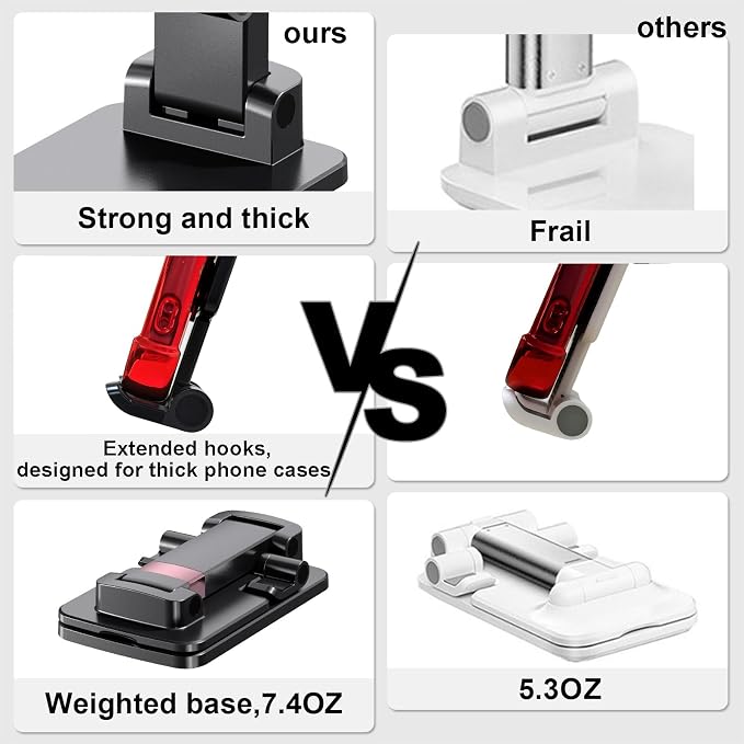 Phone Stand for Desk Cellphone Holder Height Angle Adjustable Stands, Anti-Slip - Image 3