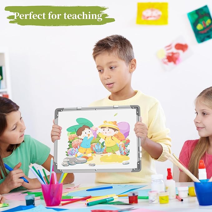 Dry Erase Calendar White Board for Wall, Polegas 17" X 13" Magnetic Whiteboard Dry Erase Cork Board Combination, Small Wall Monthly Double Sided Boards Student, Home, Office (White)-DeskLoop Office