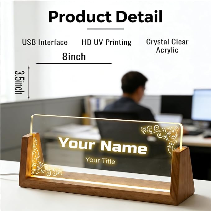 Custom Desk Name Plate, Light Up Acrylic Office Sign, Personalized Gift - Image 5