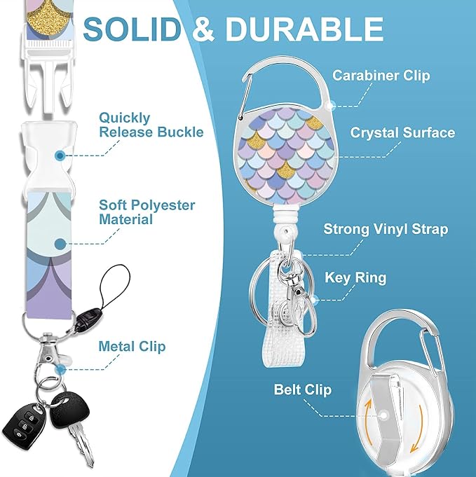 Badge Lanyard and ID Badge Holder, Retractable Badge Reels - Image 3