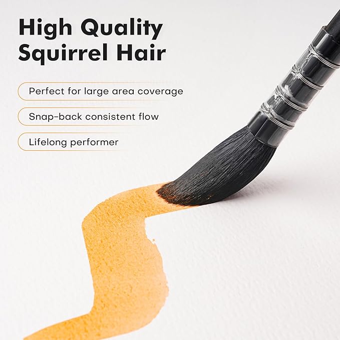 Watercolor Paint Brushes, 5pcs Fuumuui Professional Sable Brush, Wool & Synthetic Squirrel Brushes Set with Extended Needle, Round Point, Flat, Quill Wash Perfect for Watercolor Acrylic Gouache Inks-DeskLoop Office