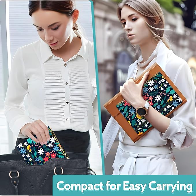 Lined Spiral Notebook, 140 Pages College Ruled Journal for Women A5 Journaling Notebooks for Work & Note Taking Perfect for Men Women Office Home School, 5.9" x 8.3" - Black Flower-DeskLoop Office