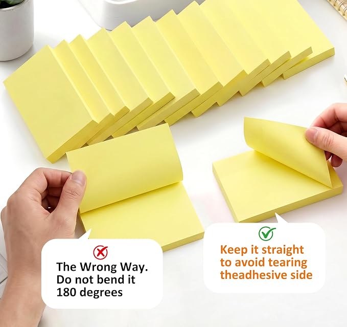 1200 Pcs Large Sticky Notes Yellow 76 x 127mm/3 x 5 in, 12 Pads Self-Stick Notes - Image 4