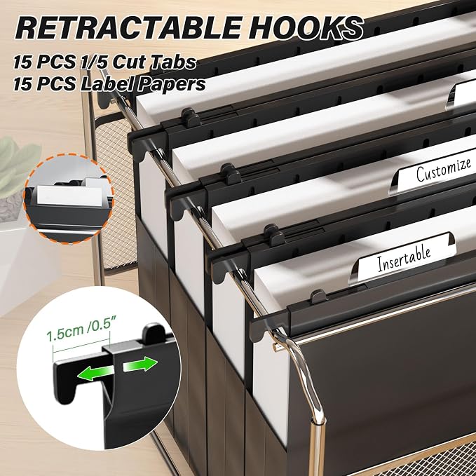 Extra Capacity Hanging File Folders Letter Size, Heavy Duty 2" Expandable Hang - Image 4