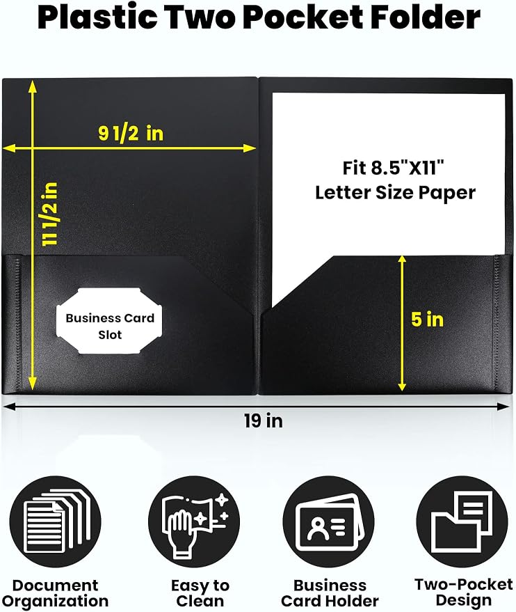 SUNEE 2 Pocket Folders Heavy-Duty Plastic Folders - Image 2