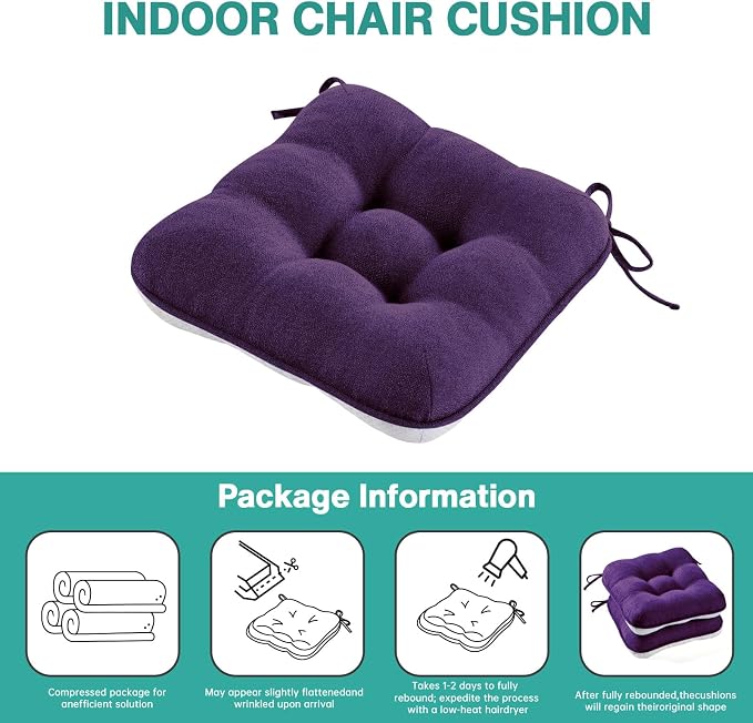 BETU Chair Cushions for Dining Chairs Set of 6, 3.5" Thick Kitchen Table Chair - Image 9