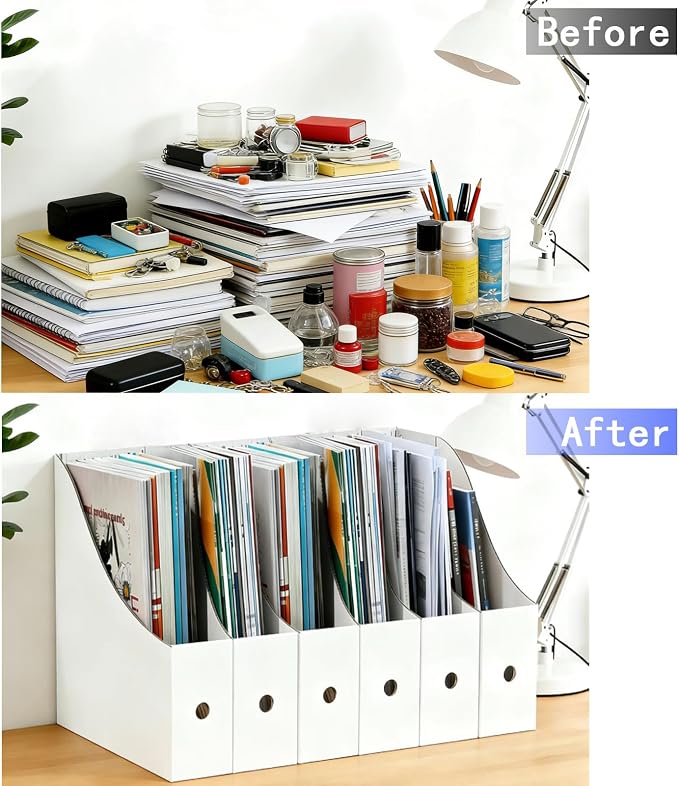 Limitliho 12 Pack White Cardboard Magazine File Holder - Image 6