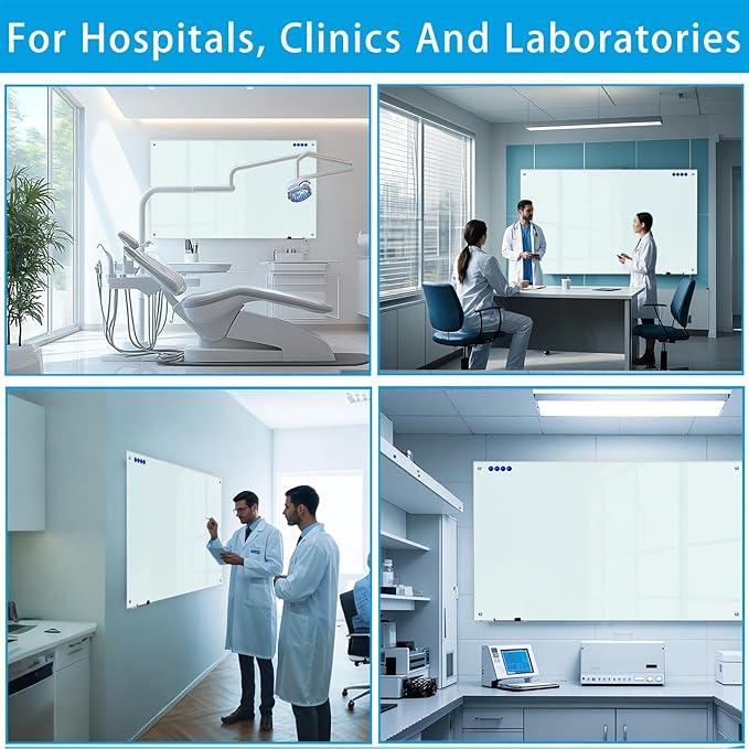 KIZZBY Glass Dry Erase White Board - Magnetic Boards for Wall, 48"x36" Large Frameless Whiteboard for Office, Home & School-DeskLoop Office