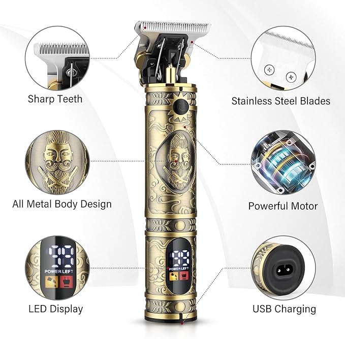 GSKY Hair Clippers for Men Professional, Beard Trimmer Kits & Sets, Cordless Mens Hair Trimmer, Electric Shavers, Haircutting Machine with LED Display, for Barber-DeskLoop Office