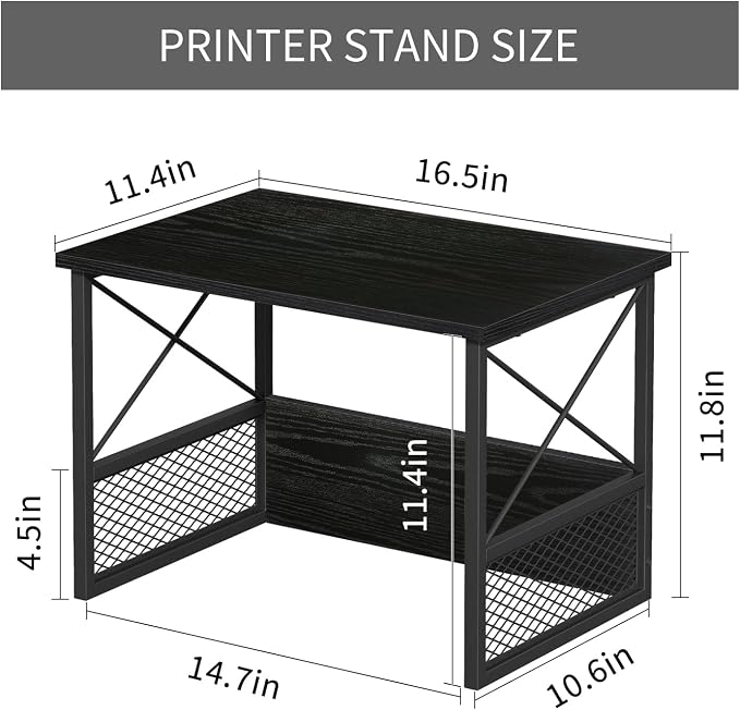 Printer Stand for Desk, Desktop Printer Stand Shelf Organzier for Home Office - Image 3