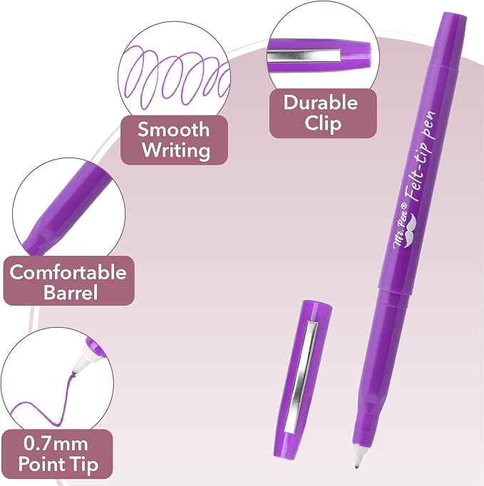 Mr. Pen- Felt Tip Pens, 36 Pack, 0.7 mm, Colorful Felt Tip Pens, Fast Dry | No - Image 3