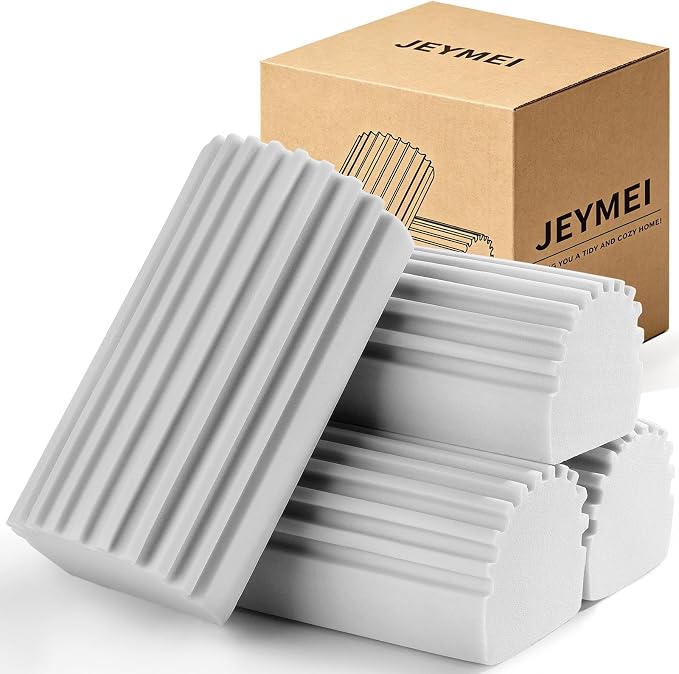 Jeymei 4-Pack Damp Clean Duster Sponge, Duster Baseboard Cleaner Sponge by Jeymei