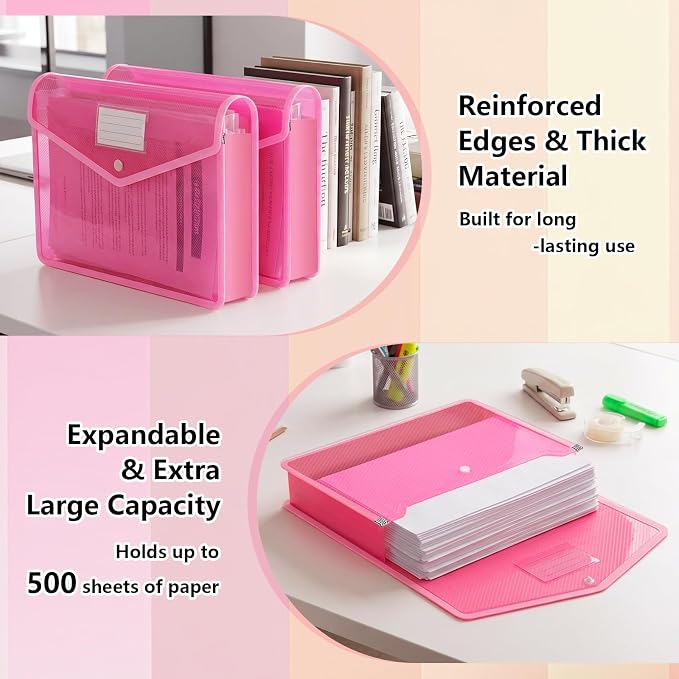 HOUYEE 2 Pack Plastic Expanding File Folder, Expandable Envelope File Folder - Image 5