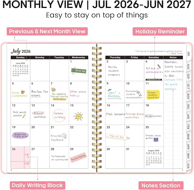 Academic Planner 2026-2027, Weekly and Monthly Calendar Planner Book, July 2026 - Image 2