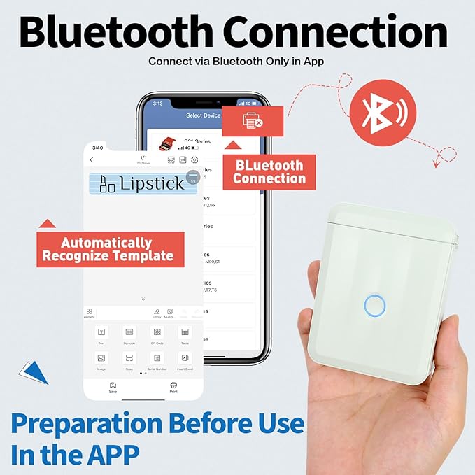 D110-M Label Maker Sticker Machine-Thermal Label Printer Inkless Portable Bluetooth Label Sticker Maker, Mini Bulk Printer for Business Home Office Compatible iOS Android USB Rechargeable-Green-DeskLoop Office