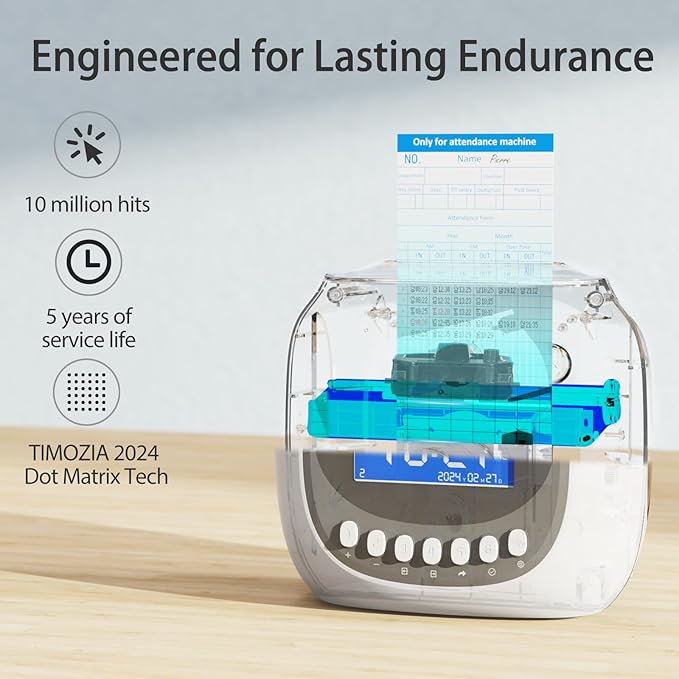 Time Clocks for Employees Small Business, Auto-Align Time Clock, 6 Punches per Day Time Machine, Clock in Machine for Employees with Time Cards, 2 Ink Ribbons and White with 50 Cards-DeskLoop Office