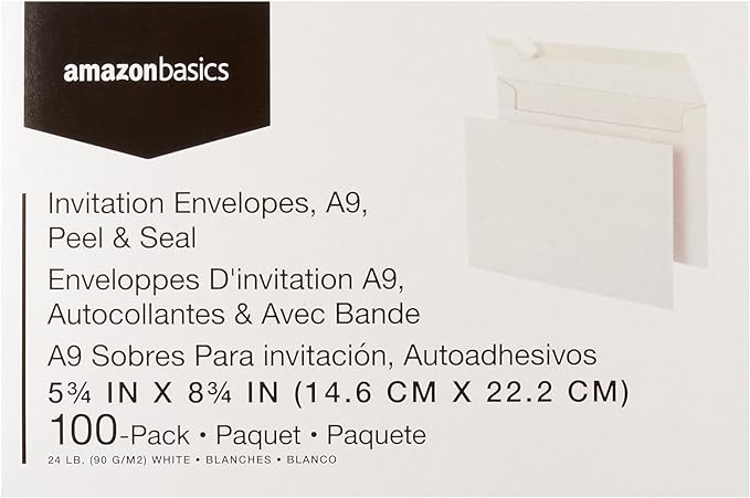 Amazon Basics A9 Blank Invitation Mailing Envelopes, Peel & Seal, No Licking - Image 6